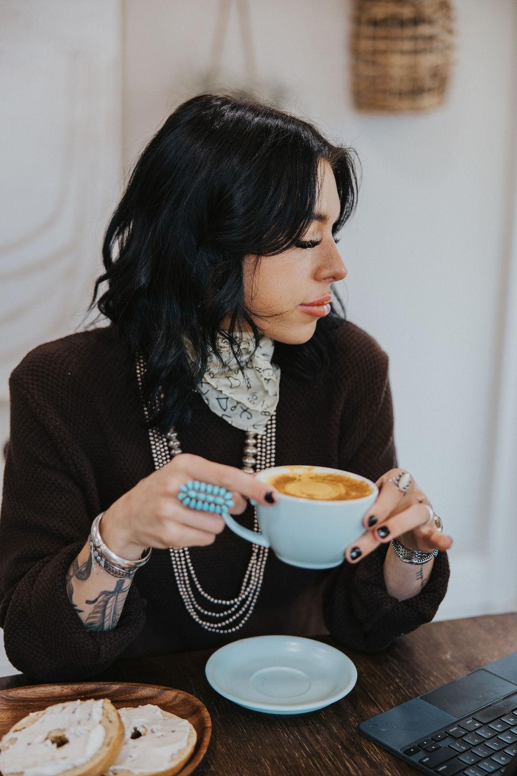 One of our delicious coffees and bagels