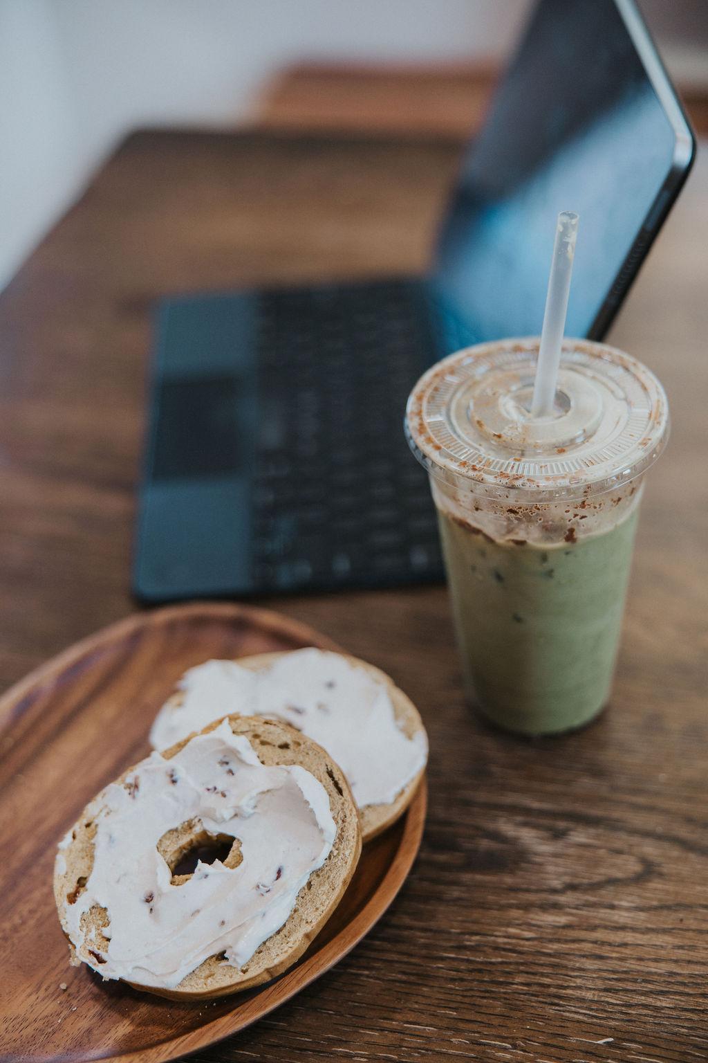 One of our delicious coffees and bagels